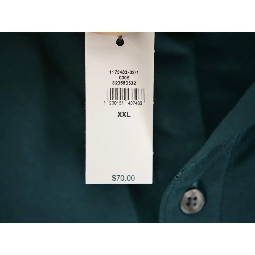 Banana Republic Luxe Touch SS Shirt Men XXL NWT Dark Teal Green Button Up